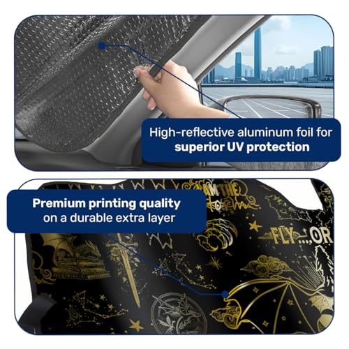GENANY Dragon Windshield Sun Shade for Car SUV Truck (55x30 Inches), Sun Shade Windshield, Shades for Front Windows, Protector Blocks UV, Car Decor - Image 4