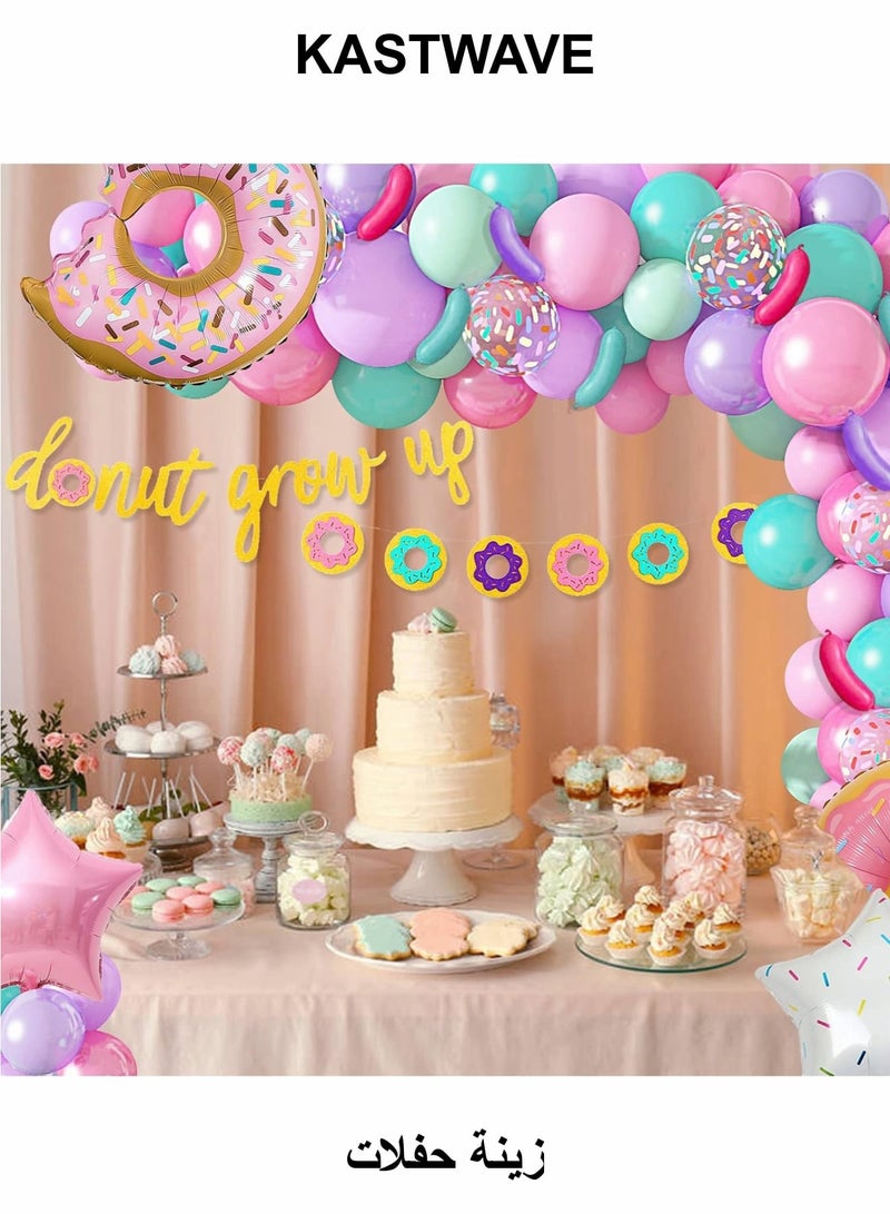 KASTWAVE Party Decorations, 82 Pcs Donut Birthday Party Decorations Set, Donut Balloons Garland Kit - Image 1
