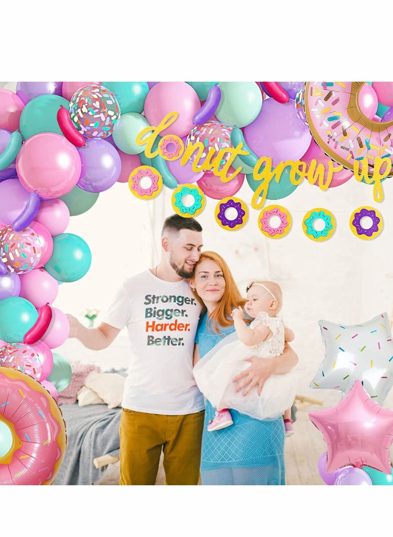 KASTWAVE Party Decorations, 82 Pcs Donut Birthday Party Decorations Set, Donut Balloons Garland Kit - Image 2