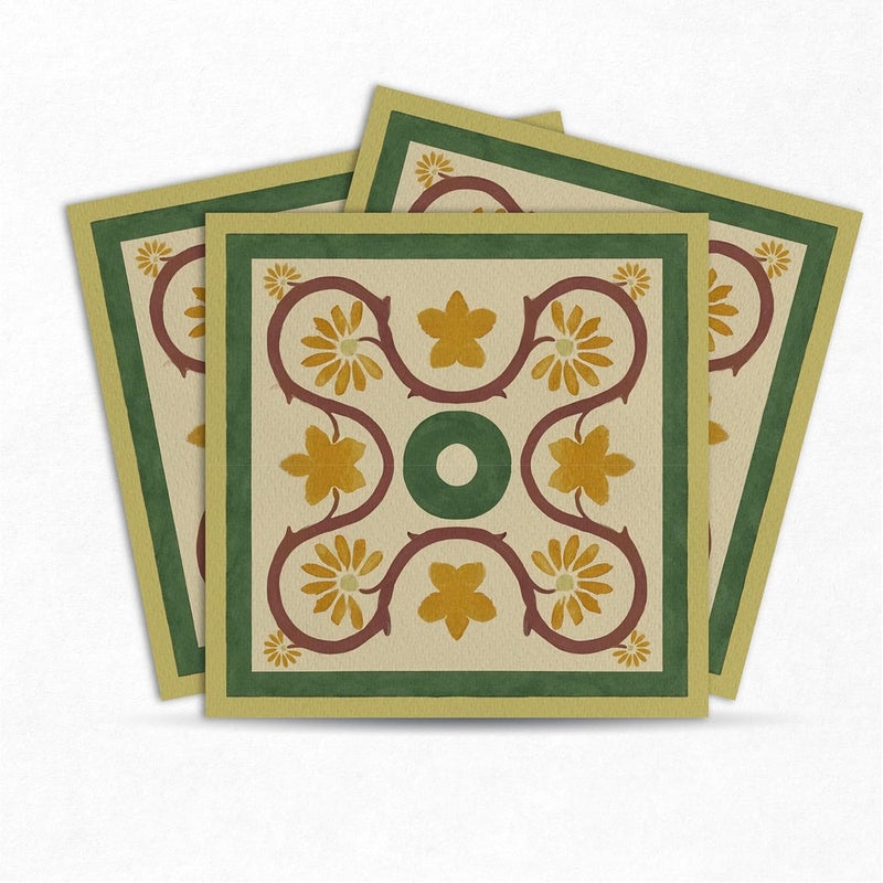 MOSAICOWALL Mosaicowall Self Adhesive PVC Floor Tile Floor Tiles for Bedrooms Living Room Easy Installaion Matte Flooring Tile FST008 12 Pcs 8 X 8 Inches  - Image 1