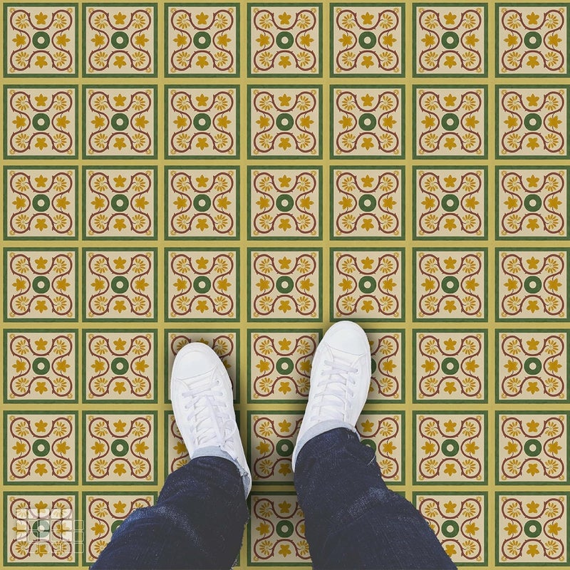 MOSAICOWALL Mosaicowall Self Adhesive PVC Floor Tile Floor Tiles for Bedrooms Living Room Easy Installaion Matte Flooring Tile FST008 12 Pcs 8 X 8 Inches  - Image 3