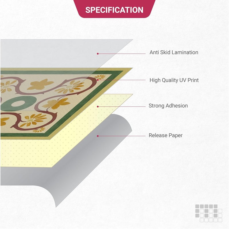 MOSAICOWALL Mosaicowall Self Adhesive PVC Floor Tile Floor Tiles for Bedrooms Living Room Easy Installaion Matte Flooring Tile FST008 12 Pcs 8 X 8 Inches  - Image 4
