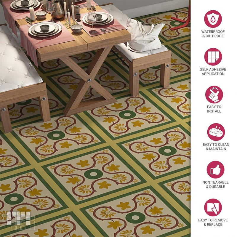 MOSAICOWALL Mosaicowall Self Adhesive PVC Floor Tile Floor Tiles for Bedrooms Living Room Easy Installaion Matte Flooring Tile FST008 12 Pcs 8 X 8 Inches  - Image 2