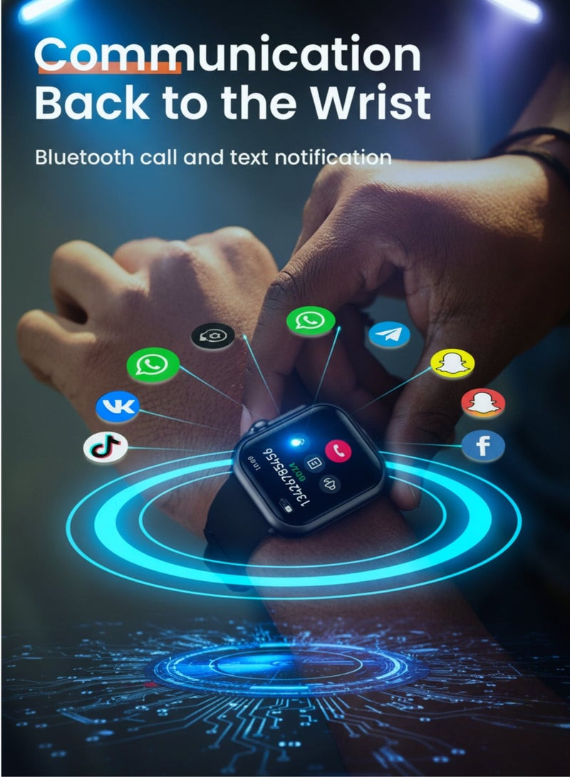 WISME KW-93 MAX Smart Watch with Bluetooth Earbuds & Wireless Charger, 7 Interchangeable Bands For Men & Women, Compatible with Android & iOS – Black - Image 5
