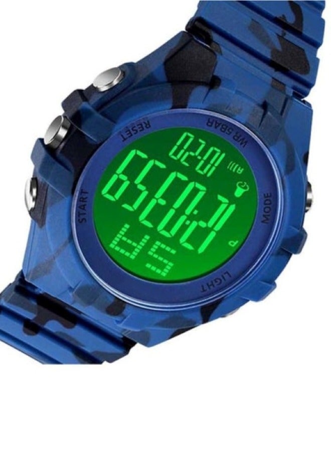 ساعة يد رياضية للرجال طراز 1715 ذات طراز عسكري مقاومة للماء وبسوار من السيليكون - Image 4