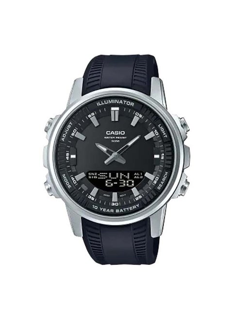 Round Shape Analog Resin Wrist Watch AMW-880-1AVDF - 47mm - Black