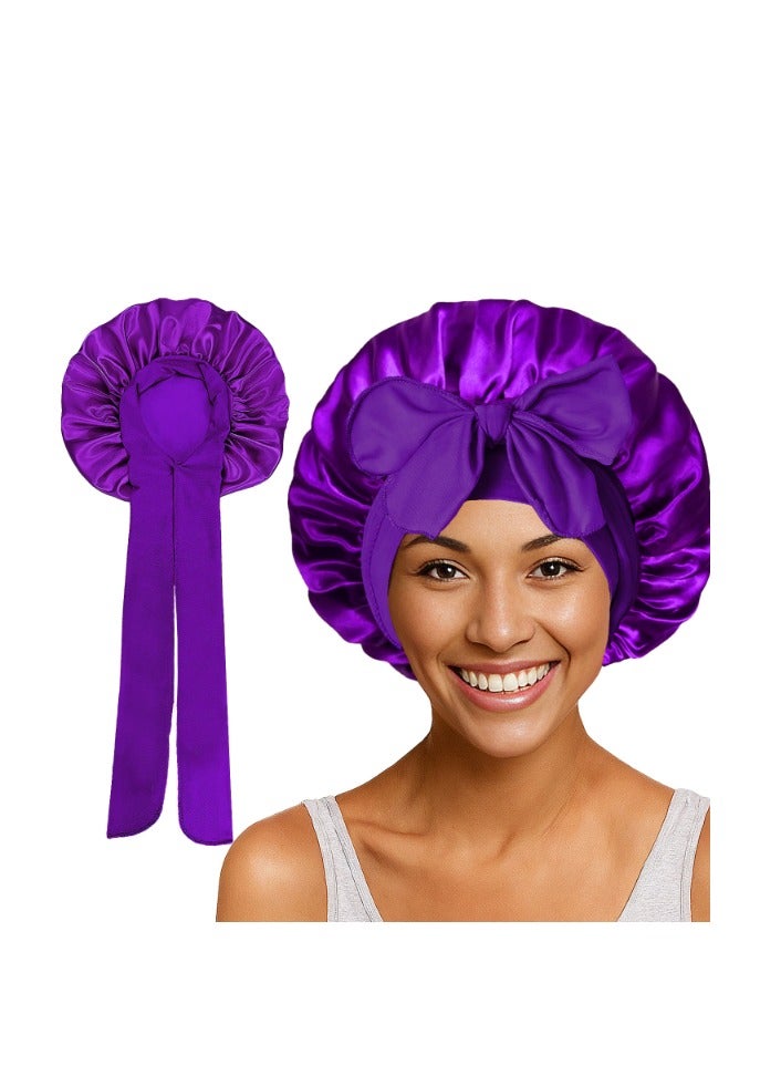 2 PCS Satin Bonnet Double Layer Sleep Hair Silk Bonnet for Sleeping Women Curly Natural Hair - Image 4