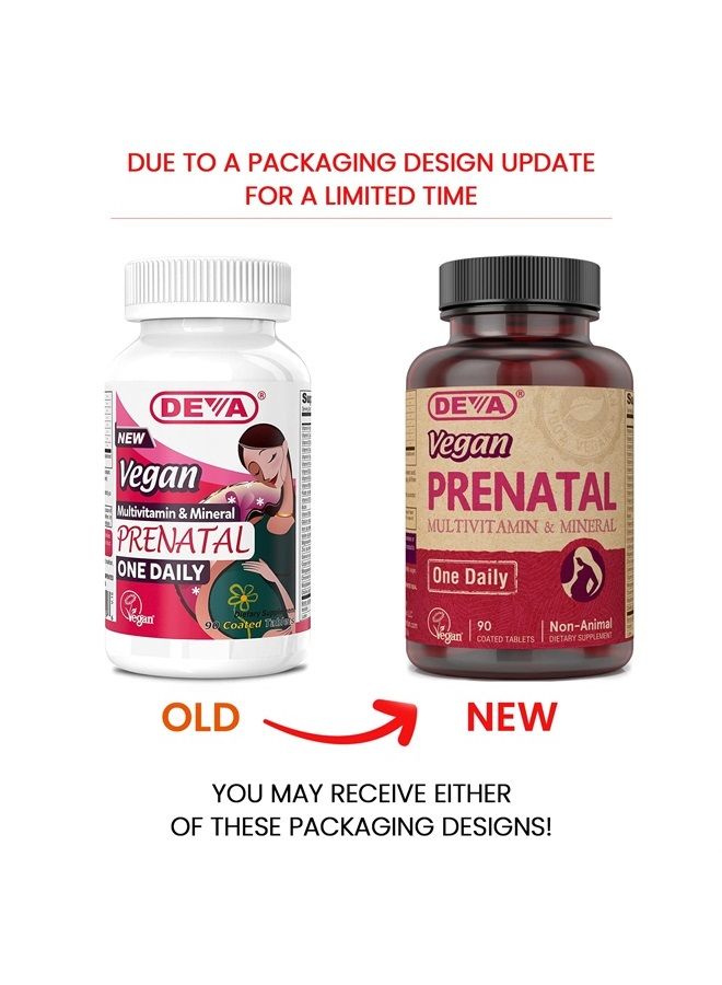 Deva Vegan Prenatal Multivitamin and Mineral Supplement - Once-Per-Day Formula - Vitamins A, C, D, E, K, B Complex, with Folate & Chelated Iron - 90 Coated Tablets, 1-Pack - Image 2