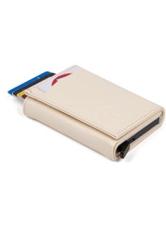 Adelina Bags Beige Nova Leather Mechanism Automatic Slide Card Holder Wallet (7CMX10CM)  - Image 5