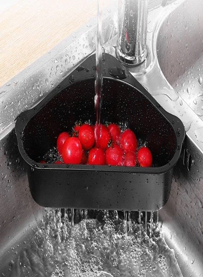 ANKUL Sink Basket Strainer, Triangular Multifunctional Drain Shelf Kitchen Sink Strainer Holder Multifunctional Box Organizer for Soap, Dishwashing, Sponge etc (Black, MIN 1 Quantitys) - Image 4
