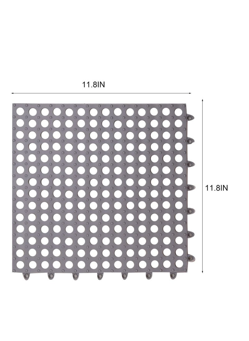 Y&D - 12 Pack Interlocking Non Slip Drainage Floor Tiles, 11.8 X Inch Soft PVC Bath Shower Mat with Suctions Cups, Holes for Bathroom, Kitchen, Pool, Wet Areas - Image 1