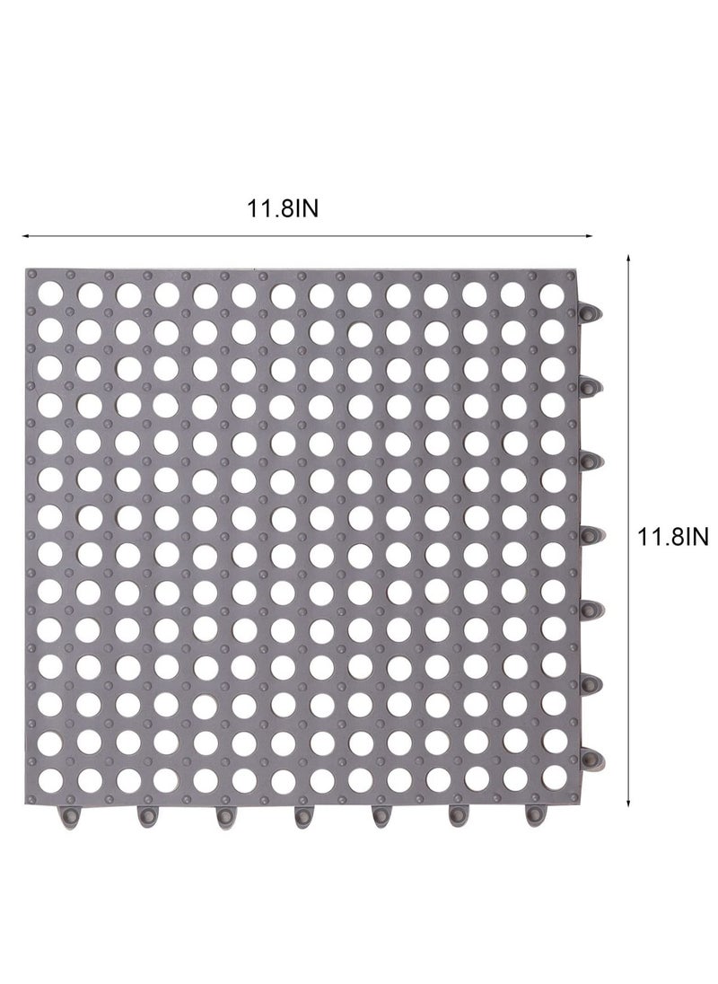 Y&D - 12 Pack Interlocking Non Slip Drainage Floor Tiles, 11.8 X Inch Soft PVC Bath Shower Mat with Suctions Cups, Holes for Bathroom, Kitchen, Pool, Wet Areas - Image 1