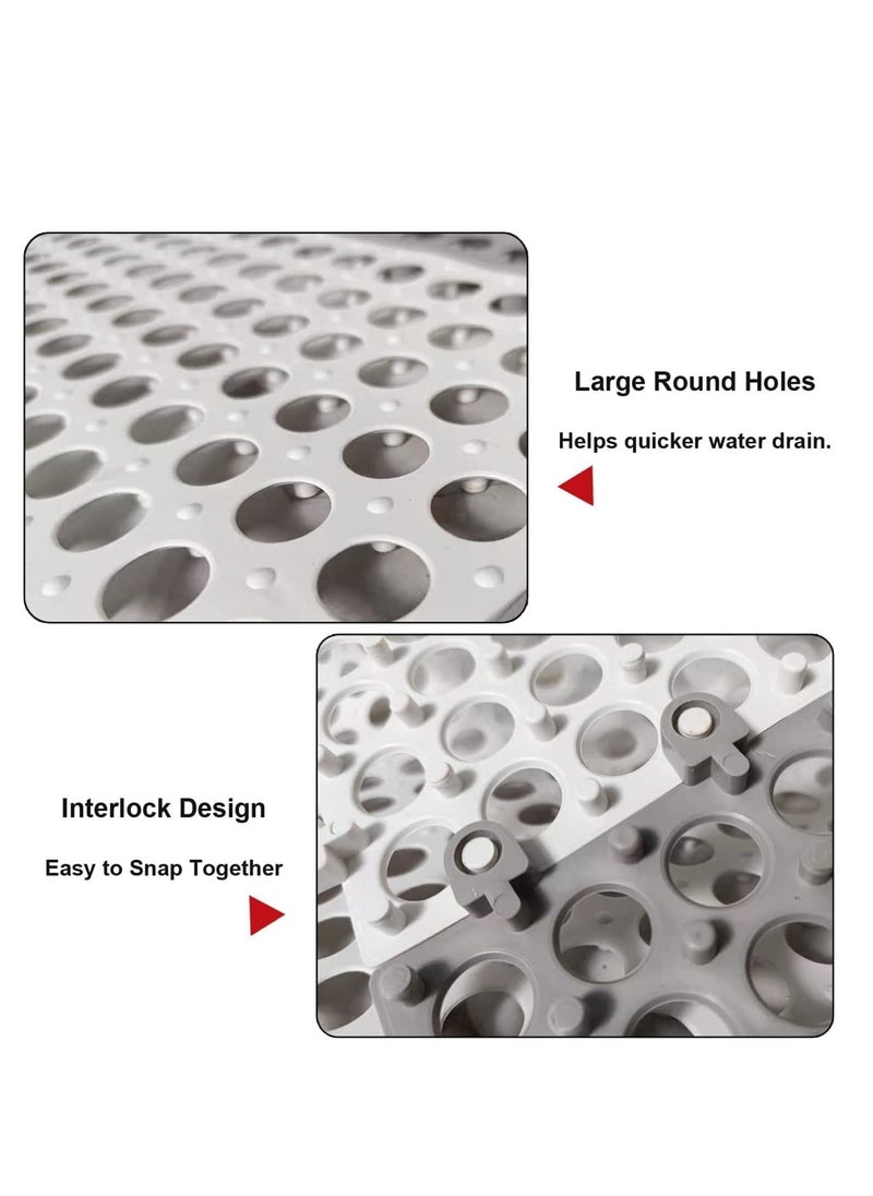 Y&D - 12 Pack Interlocking Non Slip Drainage Floor Tiles, 11.8 X Inch Soft PVC Bath Shower Mat with Suctions Cups, Holes for Bathroom, Kitchen, Pool, Wet Areas - Image 1