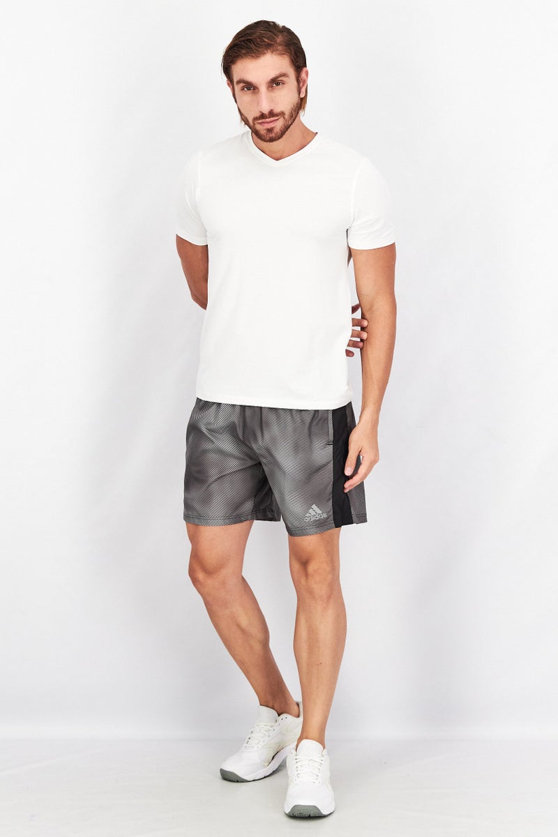 Adidas Men Sportswear Fit 7 Inseam Own the Run Colorblock Shorts, Grey/Black - Image 4