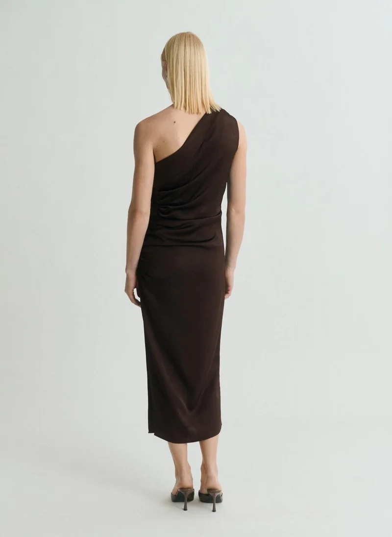 مانجو Asymmetrical Satin Dress With Side Slits
