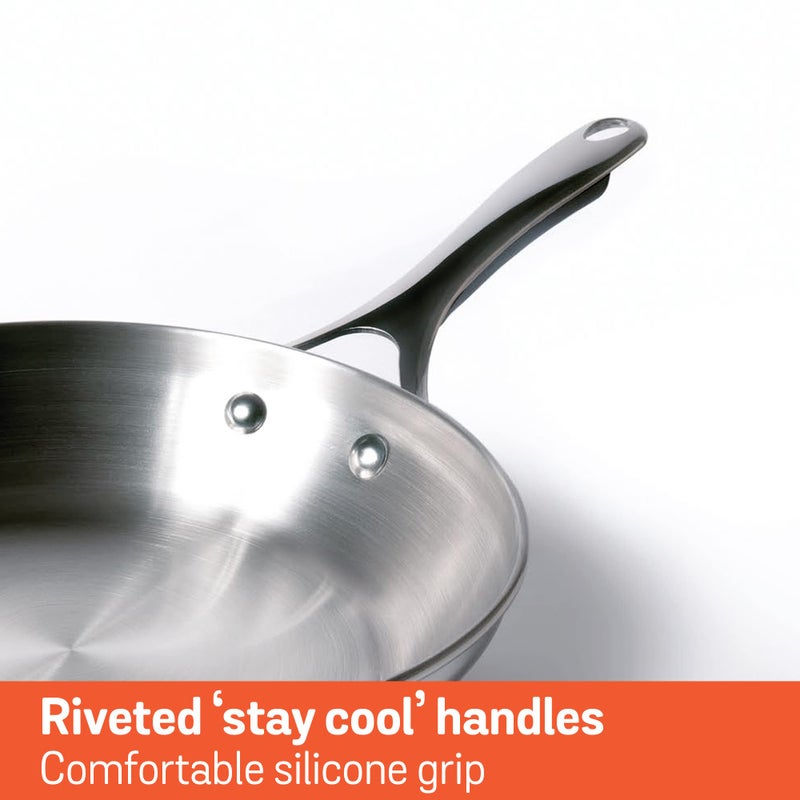 MEYER مقلاة ميار سلكت خالية من النيكل من الفولاذ المقاوم للصدأ | مقلاة | مقلاة فولاذية بقاعدة ثلاثية | مقلاة فولاذية | متوافقة مع الغاز والتحريض، 26 سم/ 2.38 لتر، فضي - Image 5