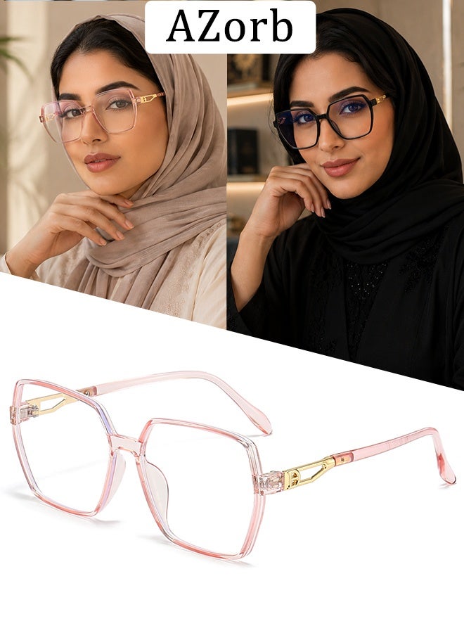 AZorb Blue Light Glasses Oversized Square Frame for Women Blue Light Blocking Eyeglasses Anti Radiation Gaming Glasses Eye Glasses for Computer Phone Screen Protection - Image 1
