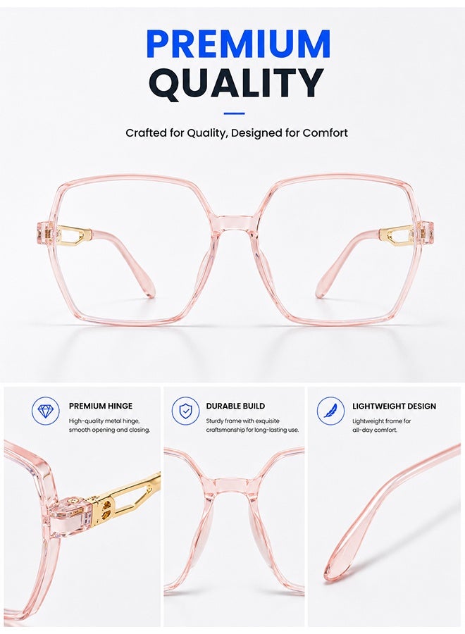 AZorb Blue Light Glasses Oversized Square Frame for Women Blue Light Blocking Eyeglasses Anti Radiation Gaming Glasses Eye Glasses for Computer Phone Screen Protection - Image 5