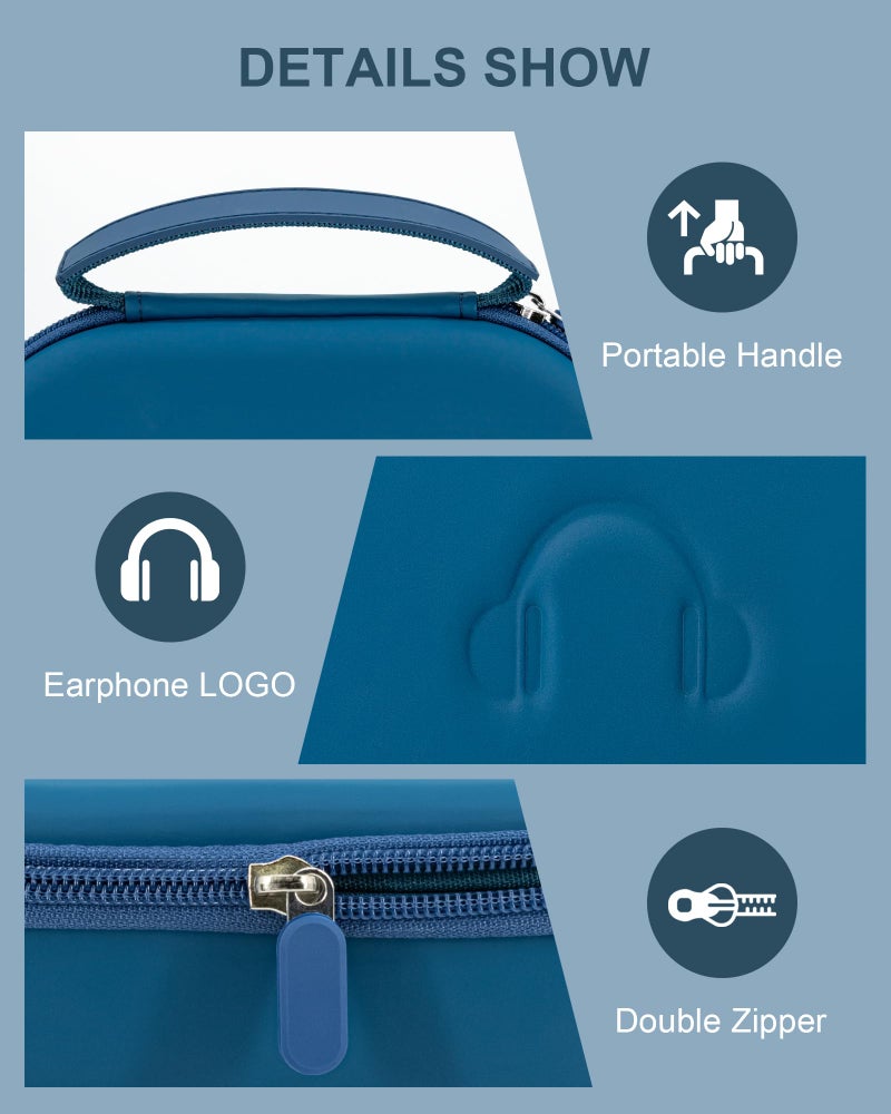 stukcaze Headphone Case for Sony WH-CH720N WH-CH720NB, Hard Portable Over Ear Headphone Carrying Case, Wireless Headphone Storage Protective Case for Travel Home (Blue-Pattern) - Image 4