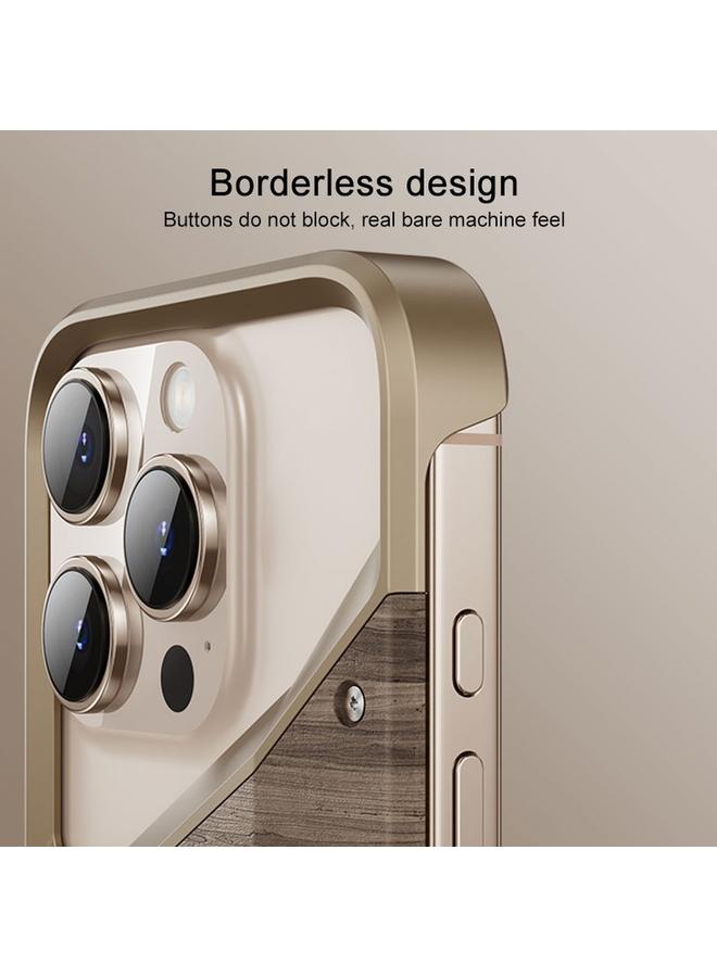 S-TOP Case For iPhone 15 Pro Max Aluminum Alloy Solid Wood Frameless Hollow Metal Phone Case - Image 5