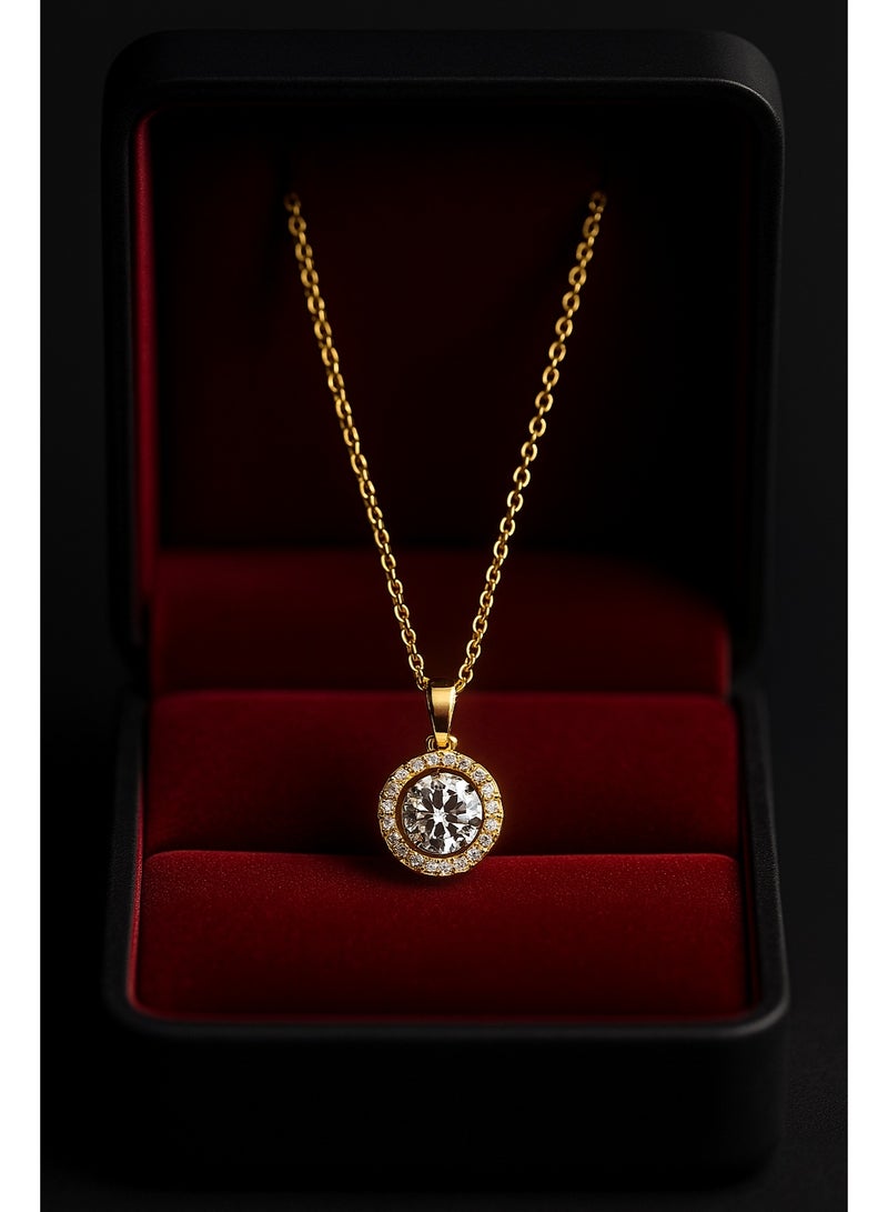 ثري دايموندز سلسلة بدلاية زركون مطلية دهب – تصميم دائري راقي ولمعة قوية، مناسبة للهدايا وبتدي شكل شيك جداً - Image 2