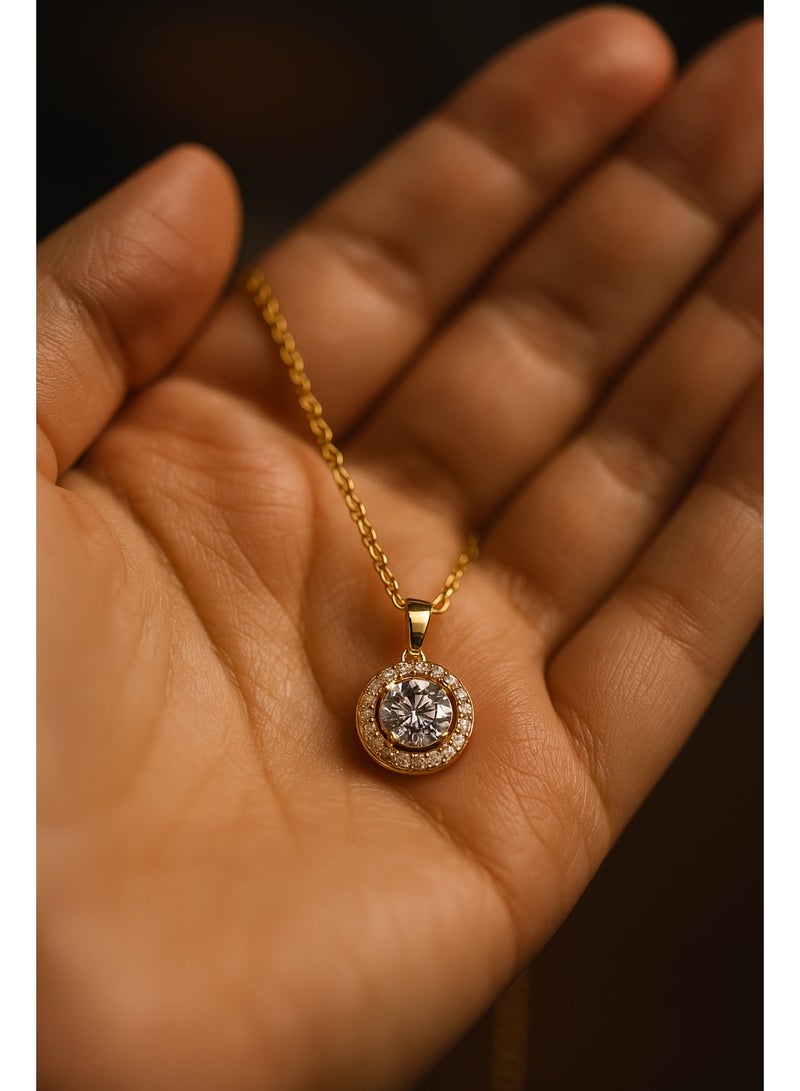 ثري دايموندز سلسلة بدلاية زركون مطلية دهب – تصميم دائري راقي ولمعة قوية، مناسبة للهدايا وبتدي شكل شيك جداً - Image 3