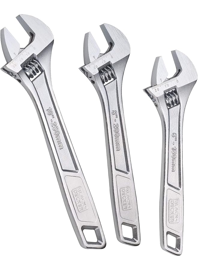 beyond by BLACK+DECKER Adjustable Wrench Set, 6-Inch, 8-Inch & 10-Inch, 3-Pack (BDHT8159092APB) - Image 1