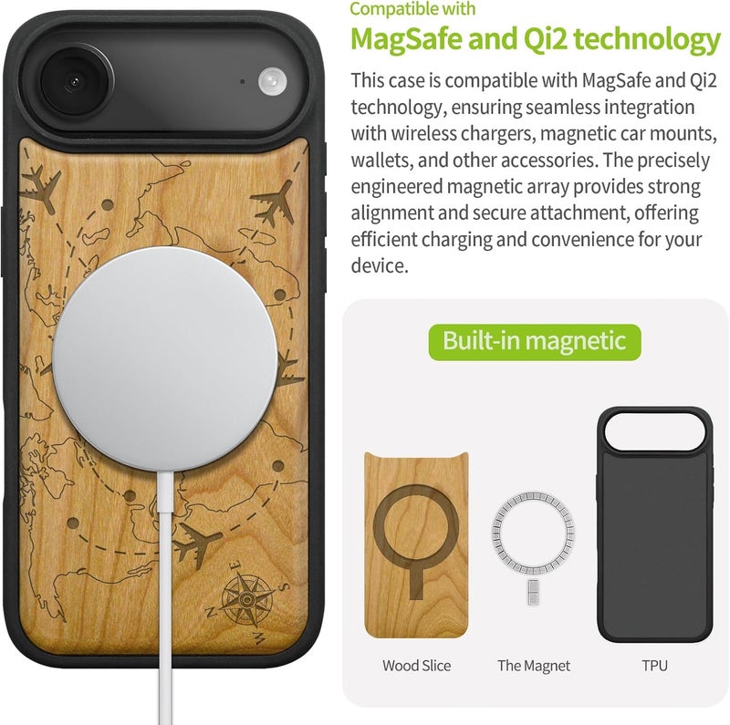 Detachable clean Carveit Magnetic Wooden Case for iPhone Air Case, Wood Artisan Engraved & Soft TPU Shockproof Cover, Compatible with MagSafe 17 Air Wireless Chargers (World Flight Network) Cherry Dispersed regional warehouses Reliable local delivery service Confirmed available stock Wide usage compatibility Diverse purchase plan Non sticky surface Labor saving optimized design Major city pickup option All governorates deliver Safe material All item simple matching build Flexible use switching Air & land transit compatible Transit damage prevent build Market diverse application fit Widely used design All budget friendly options Slow wear optimized quality Flexible purchase choices Durability boost selected material Wide range compatible material Care processed raw material Global upgraded economical craftsmanship Modern practical shape - Image 5