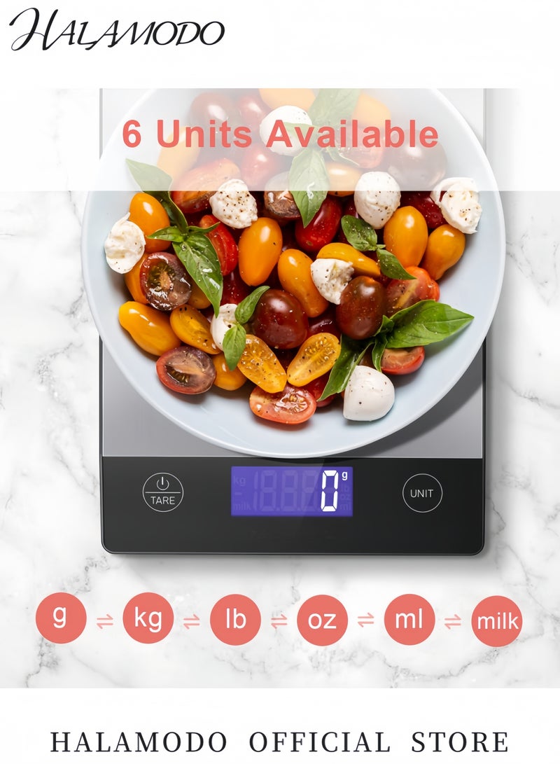 HALAMODO LCD Digital Touch Button Kitchen Food Scale Black/Silver - Image 3