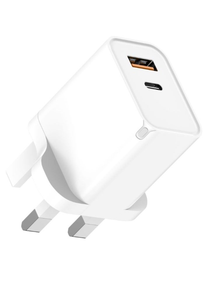 BICCHOO - Dual Port USB Fast Wall Charger 20W White - Image 1