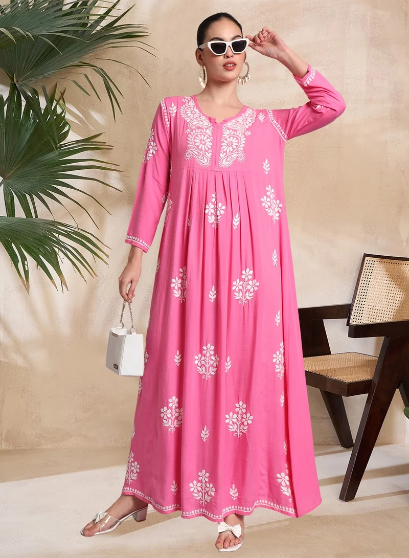Alaya Hand Embroidered Chikankari Rayon Jalabiya-AL4012