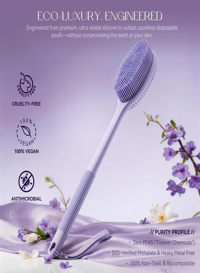 CORATED Silicone Back Scrubber for Shower, Exfoliating Body Scrubber with Long Handle, 2‑in‑1 Body Brush for Women & Men Daily Use, Loofah Alternative Bath Accessories - Image 2