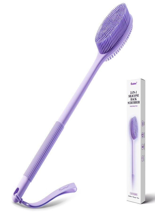 CORATED Silicone Back Scrubber for Shower, Exfoliating Body Scrubber with Long Handle, 2‑in‑1 Body Brush for Women & Men Daily Use, Loofah Alternative Bath Accessories - Image 1