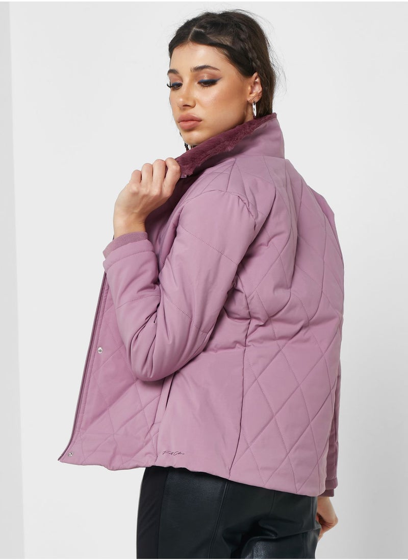 Urban Minx - Urban Minx Urban Minx Padded Jacket With Collar Fur - Image 1