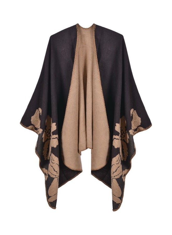Floral Patterned Shawl Black/Brown