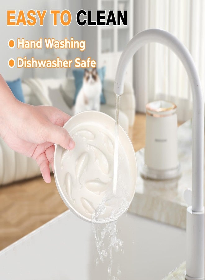 tchrules Cat Slow Feeder Bowl, Cat Food Bowl with Fish Pool Design, Healthy Eating Diet Pet Bowl, Interactive Puzzle Feeder Dish for Cats, Non-Slip Anti Gulping Cat Bowl for Dry and Wet Food - Image 3