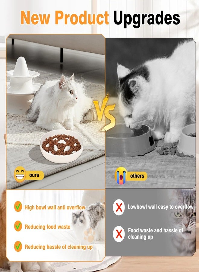 tchrules Cat Slow Feeder Bowl, Cat Food Bowl with Fish Pool Design, Healthy Eating Diet Pet Bowl, Interactive Puzzle Feeder Dish for Cats, Non-Slip Anti Gulping Cat Bowl for Dry and Wet Food - Image 4