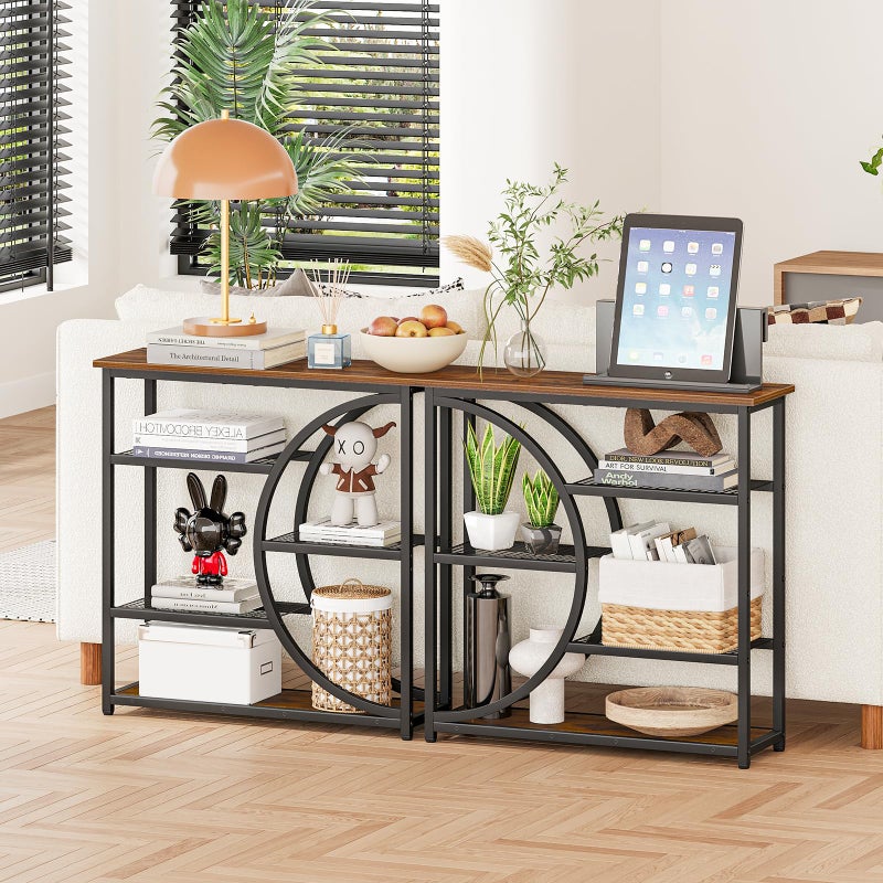 Snughome Entryway Table, Narrow Console Table, Industrial Sofa Table with 5 Tier Storage Shelves, Entrance Table for Hallway, Behind The Couch, Living Room, Foyer - Image 2