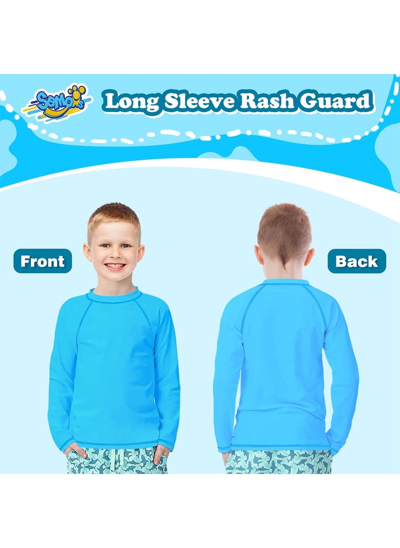 Semois Boys Swim Shirt Rash Guard Long Sleeve for Kids Size 10-12 Years Rashguard Blue Water Swimwear UPF+ 50 Swimming Shirt  - Image 4