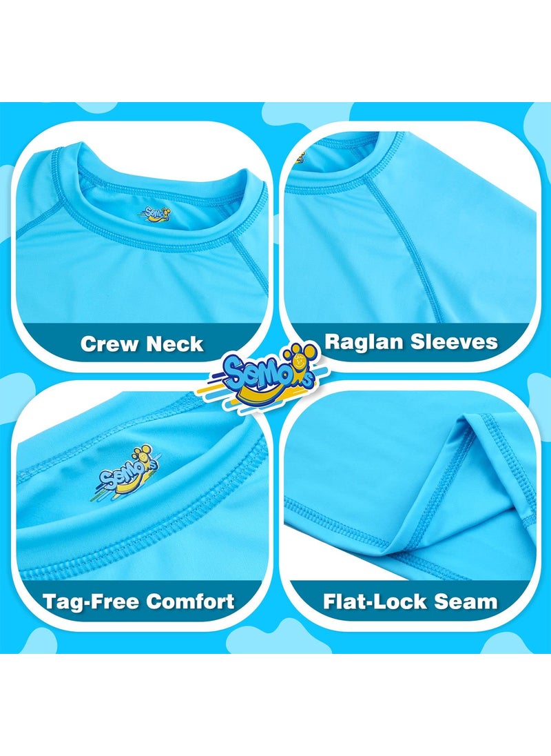 Semois Boys Swim Shirt Rash Guard Long Sleeve for Kids Size 10-12 Years Rashguard Blue Water Swimwear UPF+ 50 Swimming Shirt  - Image 5