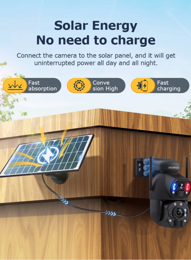 Shiwojia 36X ZOOM 8MP 4G SIM Solar Camera Outdoor 360° Wireless WIFI Battery Security Cameras with Solar Panel PIR Night Vision  - Image 3