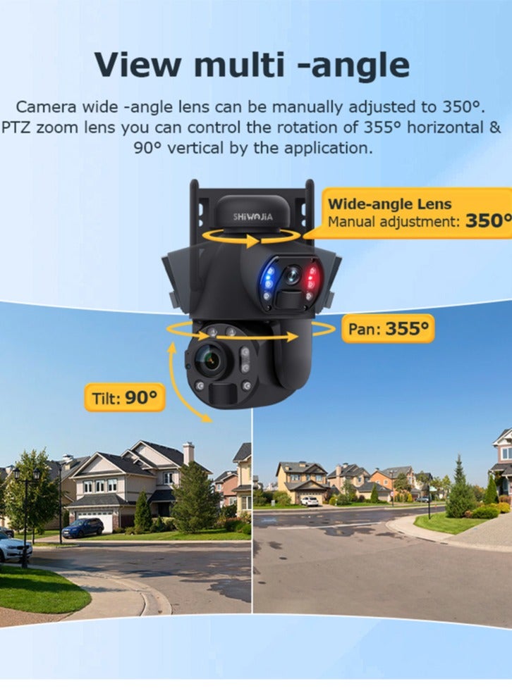 Shiwojia 36X ZOOM 8MP 4G SIM Solar Camera Outdoor 360° Wireless WIFI Battery Security Cameras with Solar Panel PIR Night Vision  - Image 5