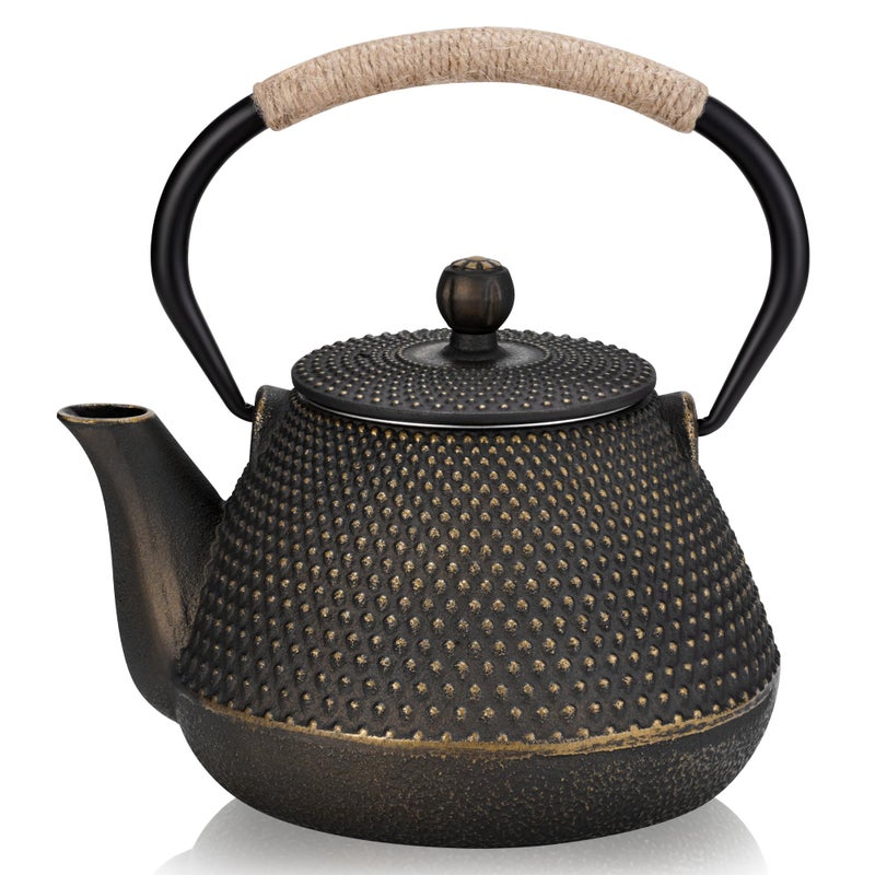DRNKNSTX Cast Iron Teapot, 32 oz (950 ml) Japanese Tetsubin Tea Pot with Infuser for Stovetop Safe, Tea Kettle with Enameled Interior for Loose Leaf Tea and Tea Bags - Image 1