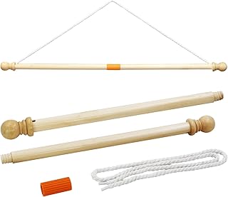 Anley Anley 35" Wooden Banner Pole - Horizontal Flag Hanger for House Sports Dynasty Company Flags - Easy Display for Flag  - Image 1