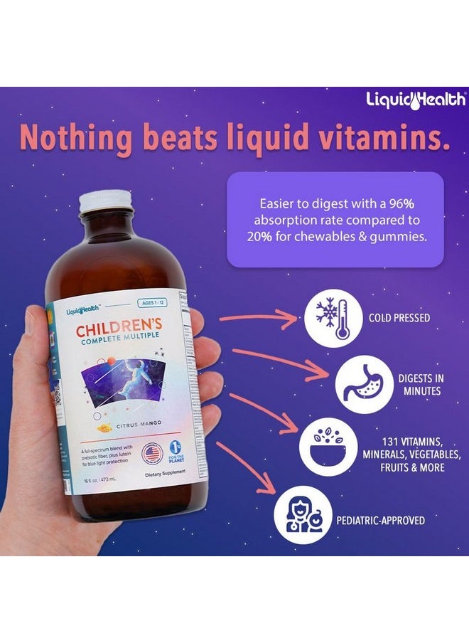 ليكويد هيلث LIQUIDHEALTH Children's Complete Liquid Multivitamins for Kids, Toddlers - فيتامينات أساسية، ومغذيات ومعادن، ودعم المناعة، وصحة الأمعاء - مذاق رائع، نباتي، غير معدّل وراثيًا، خالٍ من السكر (16 أونصة)  - Image 2