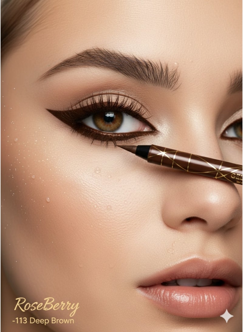 روز بيري قلم آيلاينر جِل (Gel Eyeliner) - رقم 113 بني داكن (Deep Brown) - مقاوم للماء والتلطخ - تركيبة كريمية كثيفة للرسم والكحل - Image 2