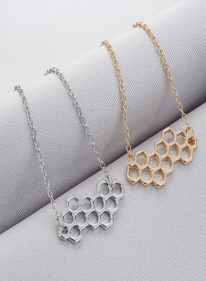 MINGHUA Honey Bee Honeycomb Hexagon Geometric Bracelet (Gold) - Image 3