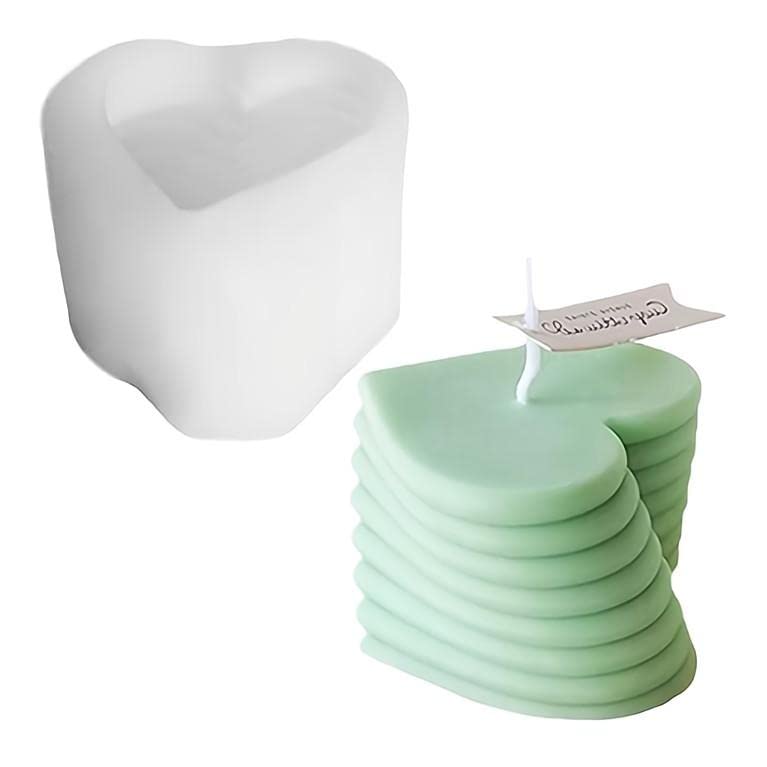 TOPYS 3D Rotating Love Candle Mold Stacking HeartShaped Aromatic Candle Gypsum Process Resin Soap Cake Decoration Mold Handmade Molds for Valentines Day Gift