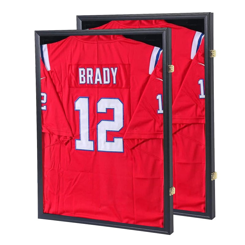 Grintus Jersey Frame Display Case Jersey Display Case Jersey Shadow Box with Uv Protection Acrylic and Hanger for Baseball Basketball Football Soccer Hockey Sport Shirt and Uniform,Black-2 Pack - Image 1