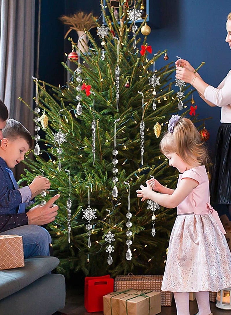 10 قطع من الزينة الكريستالية المعلقة من الأكريليك على شكل ندفة الثلج من الكريستال لمستلزمات حفلات رأس السنة الشتوية عيد الميلاد - Image 1